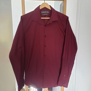 Primark Men's Burgundy Button-Up Shirt